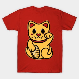 Cute Maneki Neko - Gold T-Shirt